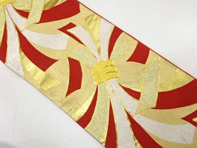 JAPANESE KIMONO / ANTIQUE FUKURO OBI / SILK / WOVEN NOSHI PATTERN